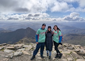 Brother and sister Daniel and Stephanie Watson at the top of Mount Snowdon with Mum, Jacqui.